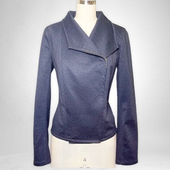 Tommy Hilfiger Denim Moto Zip Blazer Jacket Navy Blue Size 10 - Picture 1 of 10